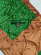 DEIANA'S Beautiful Designer Golden zari Soft Lichi Silk Saree - Green | Grocsy