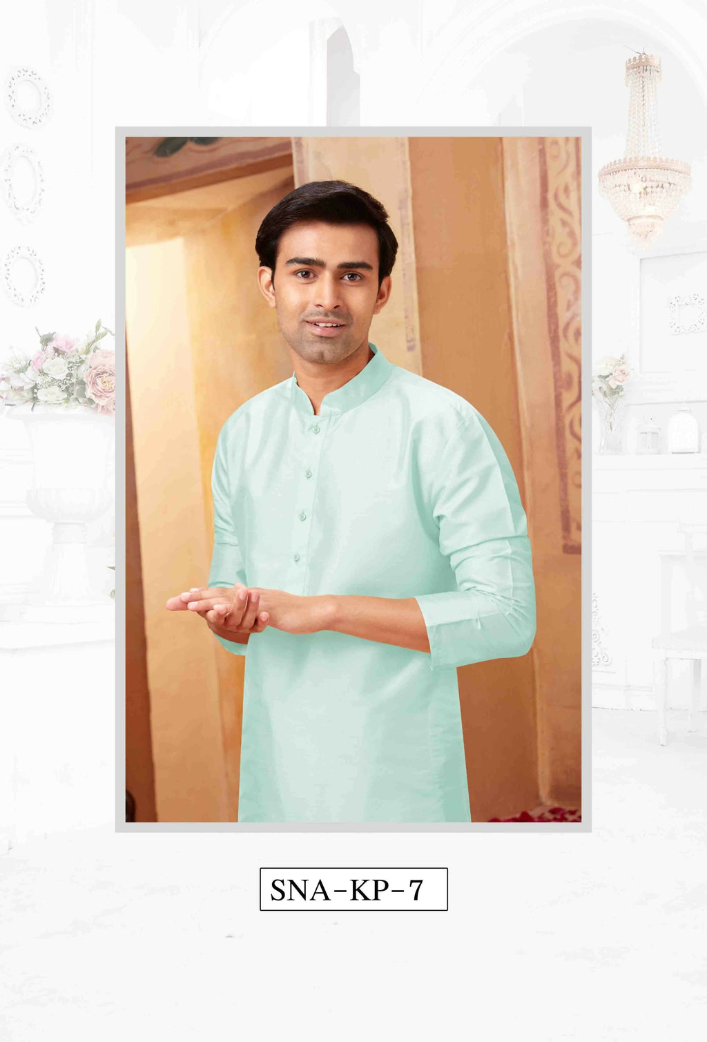 Joban Fashion Aqua Blue Art Silk Kurta Pyjama | Grocsy
