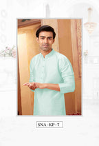 Joban Fashion Aqua Blue Art Silk Kurta Pyjama | Grocsy