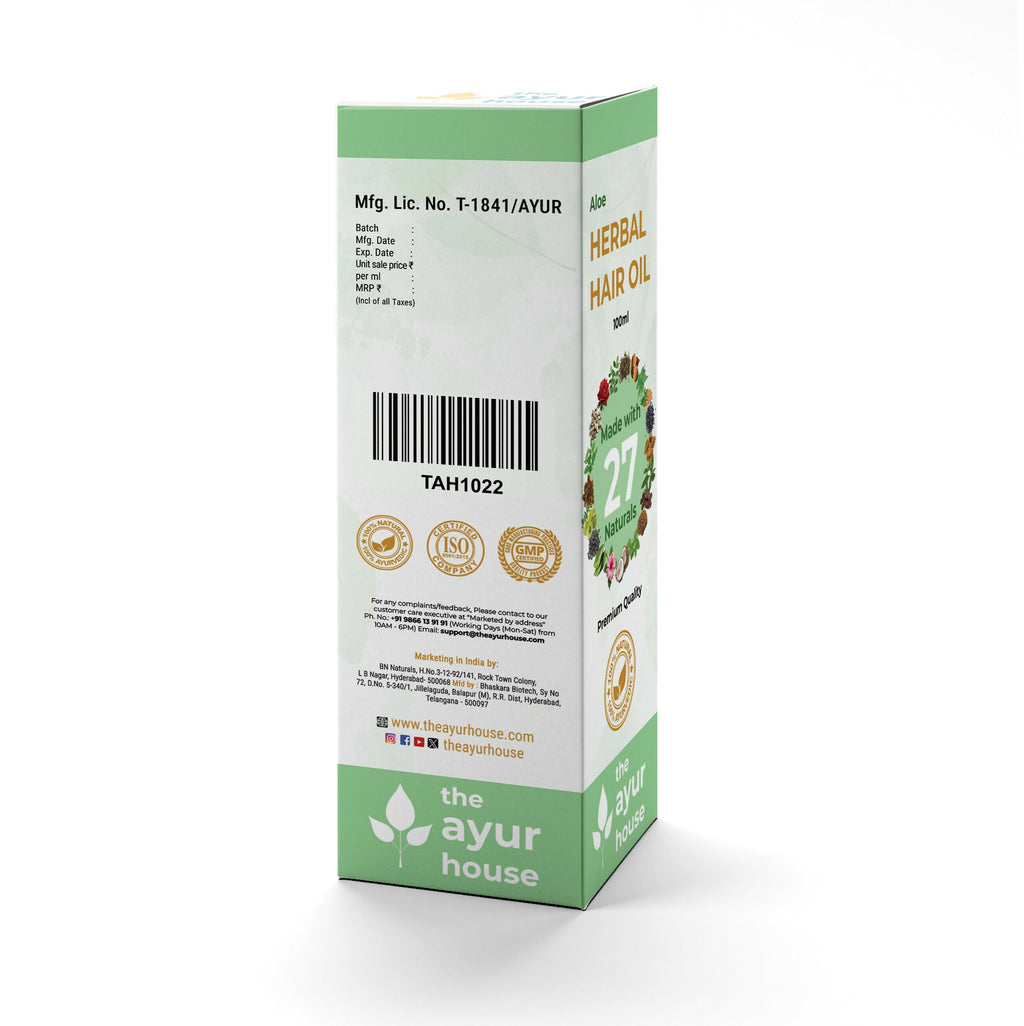 The Ayur House Aloe Vera Herbal Hair Oil 27 Herbs | Grocsy