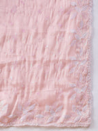 Peach Tissue Slub Embroidered Saree with Unstitched Blouse - Vairagi | Grocsy