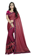 Vamika Wine Red Lycra Designer Saree | Grocsy