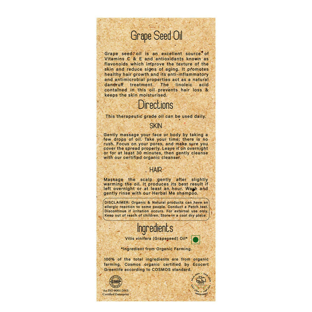 Herbal Me Cold Pressed Grape Seed Hair Oil | Grocsy