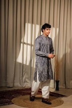 Bluish Grey Viscose Designer Embroidery Work Kurta Set - Mahotsav | Grocsy