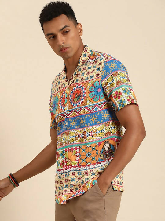 Multicoloured Relaxed Opaque Printed Casual Resort Shirt - Mahotsav | Grocsy