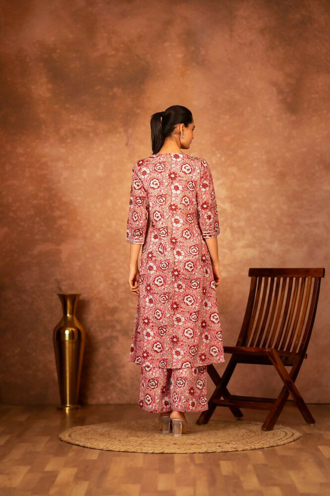 Joban Fashion Pink Hand Block Printed Cotton Suit Set | Grocsy