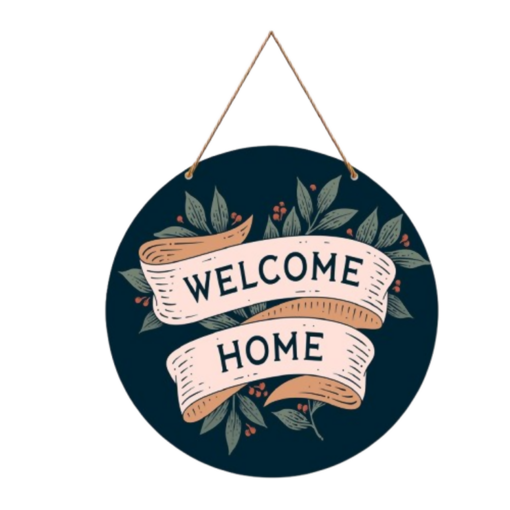 Artvibes Welcome Home Round Wood Design Artworks Hangings Ornaments | Grocsy