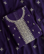 KC Purple Georgette Straight Suit With Heavy Embroidery | Grocsy