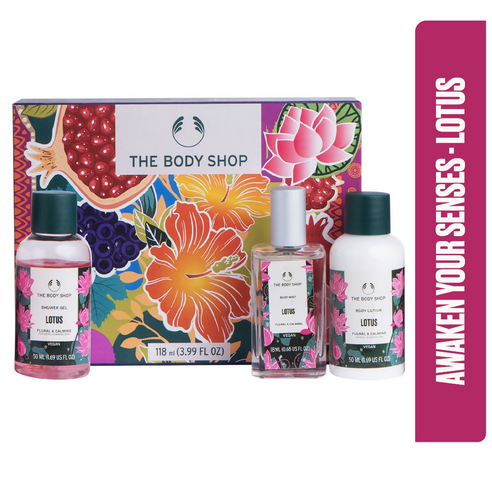 The Body Shop Lotus Shower Gel Body Lotion & Body Mist Gift Set | Grocsy