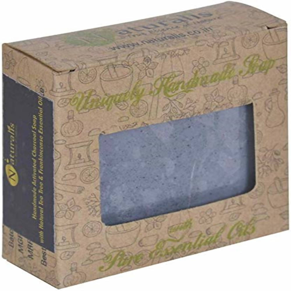 Naturalis Essence Of Nature Handmade Activated Charcoal Soap With Natural Tea Tree & Frankincense Essential Oil Soap | Grocsy