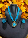 Inhanns All-Day Statement Beaded Necklace Set - Sky Blue | Grocsy