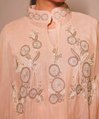 Timaraa Peach Aura Hand-Embellished Georgette Co-Ord Set | Grocsy