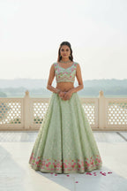 Lehenga Mart Designer Indian Wedding Lehenga Choli-Pista Green | Grocsy