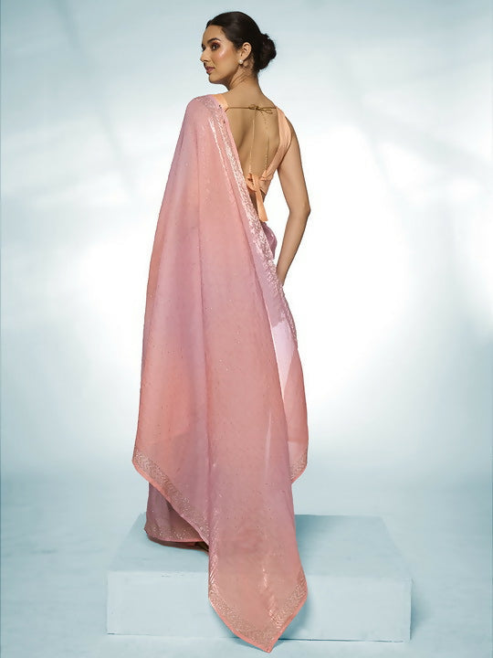 Pink Jimmy Choo Swarovski Designer Saree - Shezlin | Grocsy