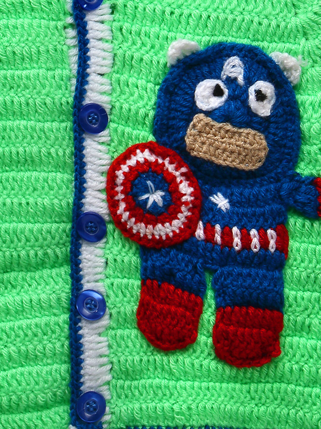 Chutput Kids Green Coloured Solid Pullover with Cartoon Detail | Grocsy