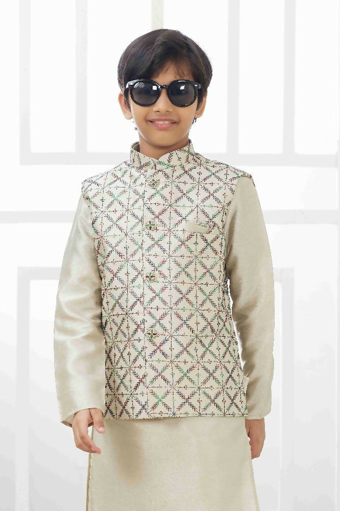 Raivat Ethnic Art Silk Embroidery Work 3 Pics Jacket Set In Pista Green Colour | Grocsy