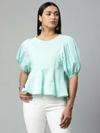 Ahalyaa Women Summer Blue Cotton Printed Tunic | Grocsy