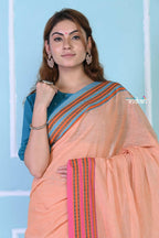 Very Much Indian Traditional Patteda Anchu Ilkal Handloom Saree - Peach Tone | Grocsy