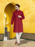 Even Apparels Men's Pure Cotton Maroon Kurta | Grocsy