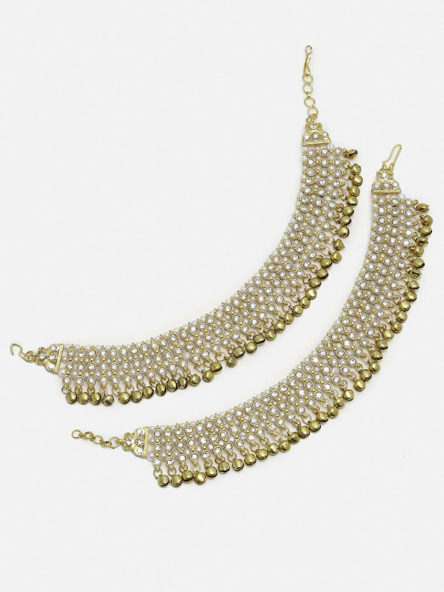 Women's Gold White Ghungroo Anklets - Ruby Raang | Grocsy