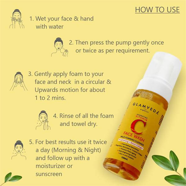 Glamveda Vitamin C Brightening Face Wash | Grocsy