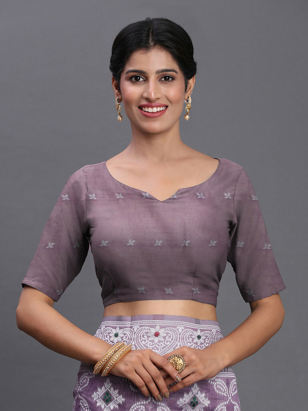 Shree Shyam Fashion Linen Cotton Violet Saree | Grocsy