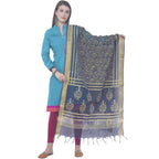 A R Silk Navy Blue Color Chanderi Block Print Chanderi Cotton Dupattas and Chunnis | Grocsy