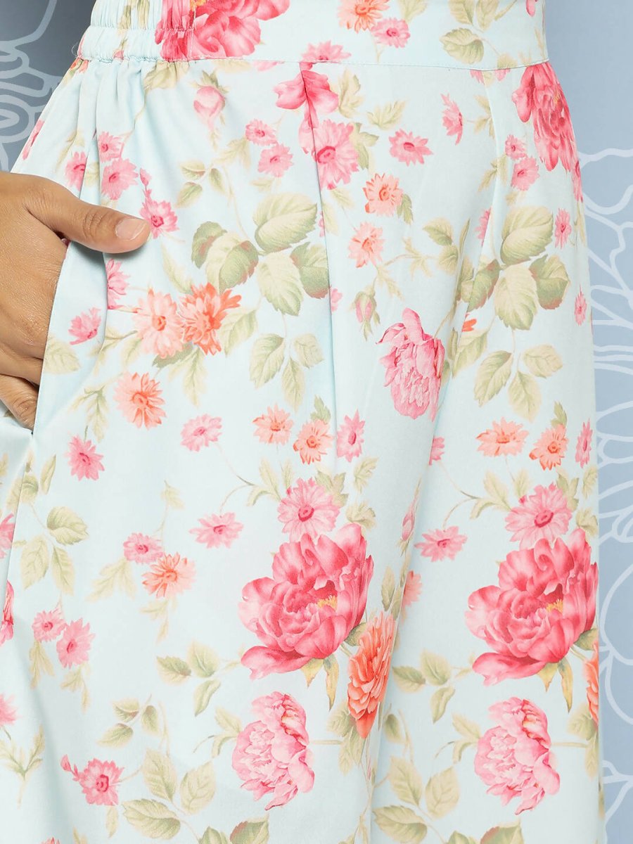 Ahalyaa Women's Traditional wear Co-ords - Blue | Grocsy