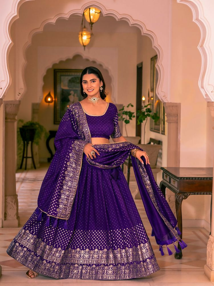 Lehenga Mart Purple Designer Wedding Wear Lehenga Choli | Grocsy