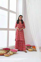 Designer Stylish Red Muslin Stitched Suit With Dupatta - Anbazaar | Grocsy