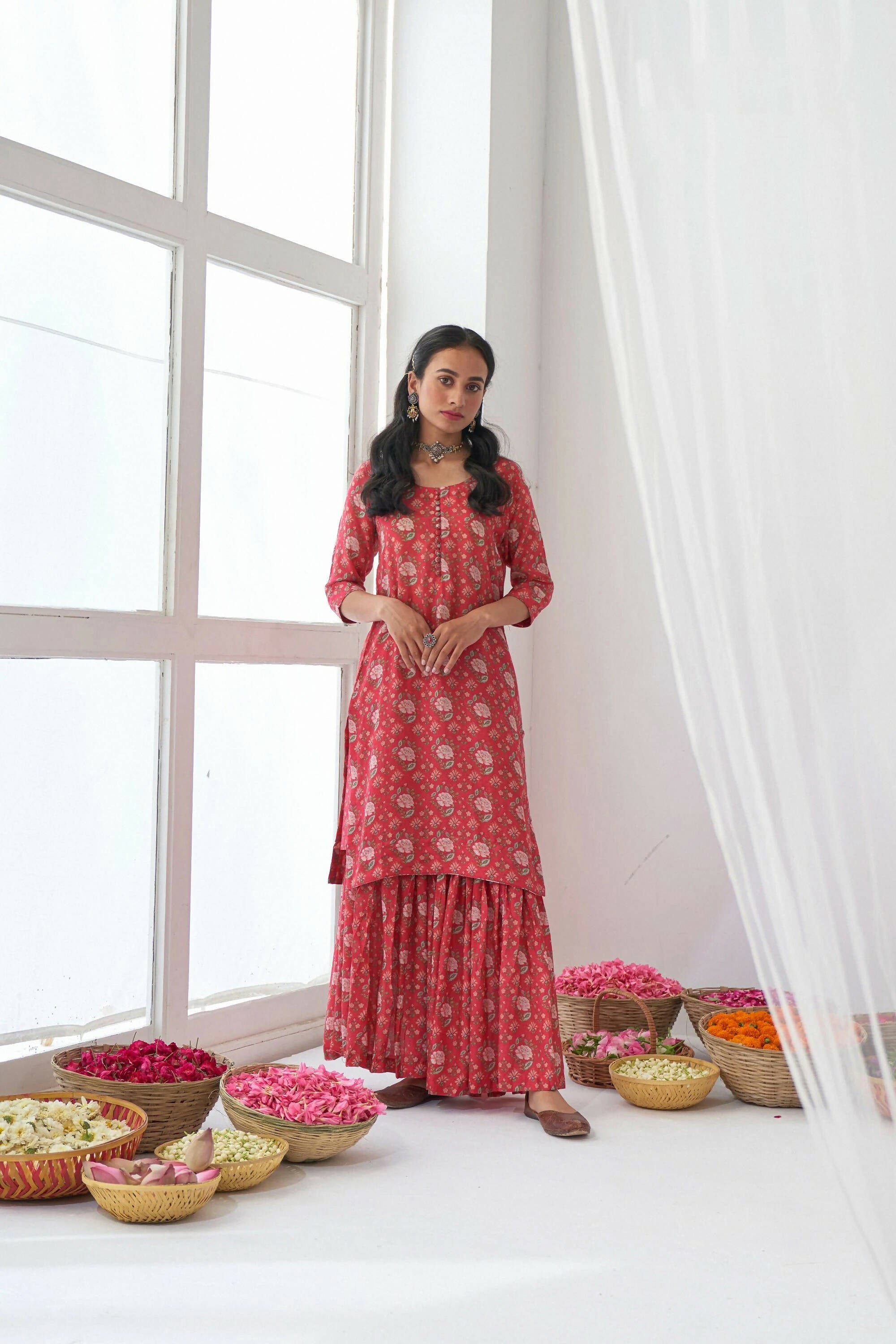 Designer Stylish Red Muslin Stitched Suit With Dupatta - Anbazaar | Grocsy