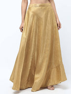 Cheera Golden Color Silk Blend Long Skirt | Grocsy