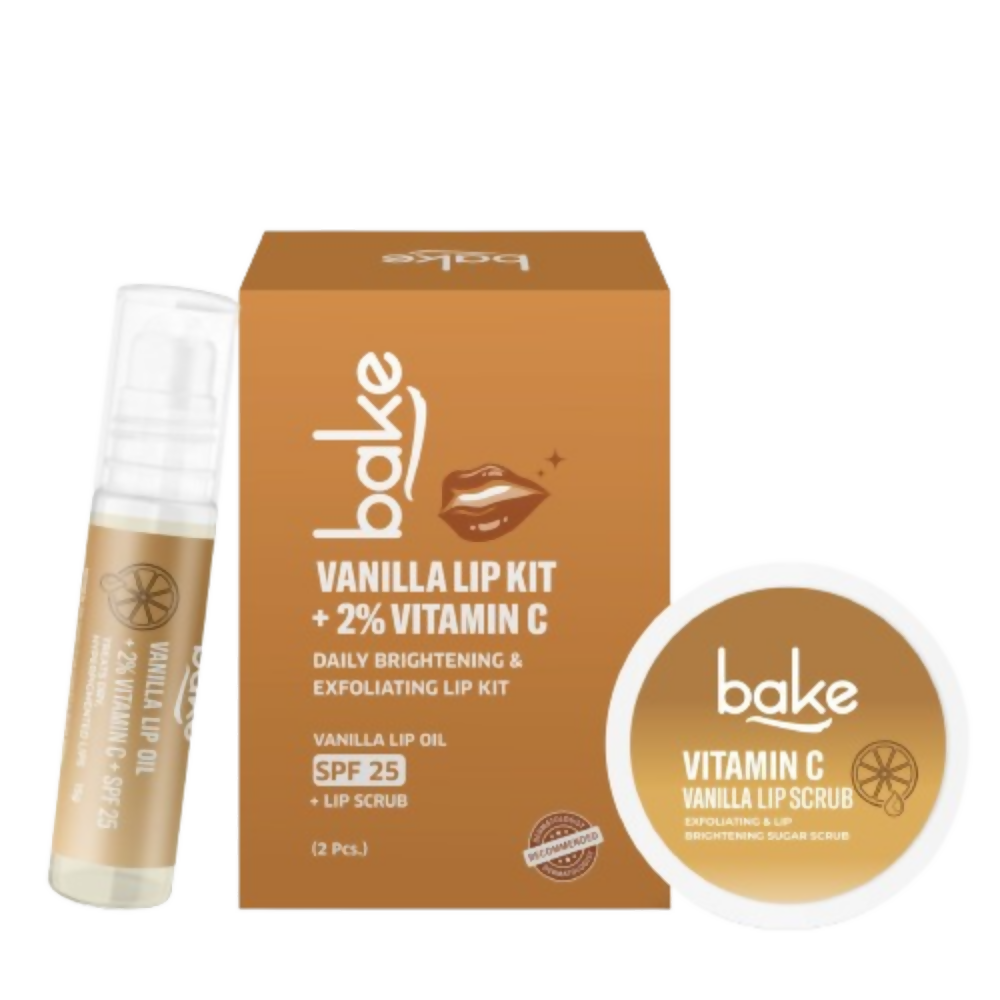 Bake Vitamin C Vanilla Lip Kit With Lip Balm SPF 25 & Lip Scrub For Dark & Pigmented Lips | Grocsy