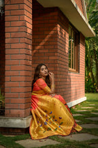 Jyoti Fashion Women's Coral Paithani Silk Zari Woven Saree with Blouse | Grocsy