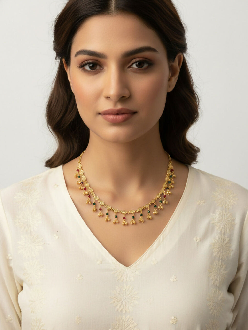 NVR Women Gold Plated Multicolour Minimal chain | Grocsy