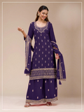 Anaita Purple Georgette Stitched Suit with Heavy Embroidery Work | Grocsy
