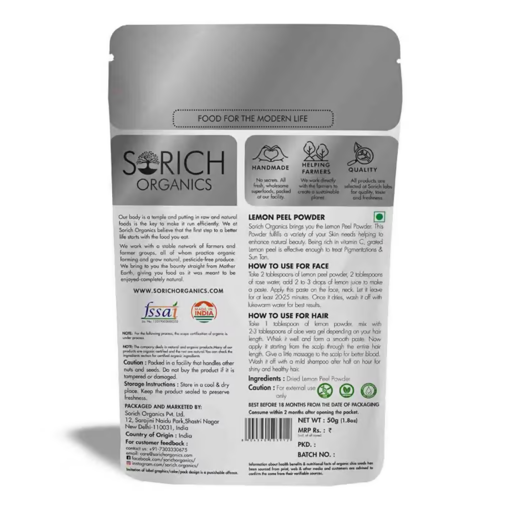 Sorich Organics Dried Lemon Peel Powder | Grocsy