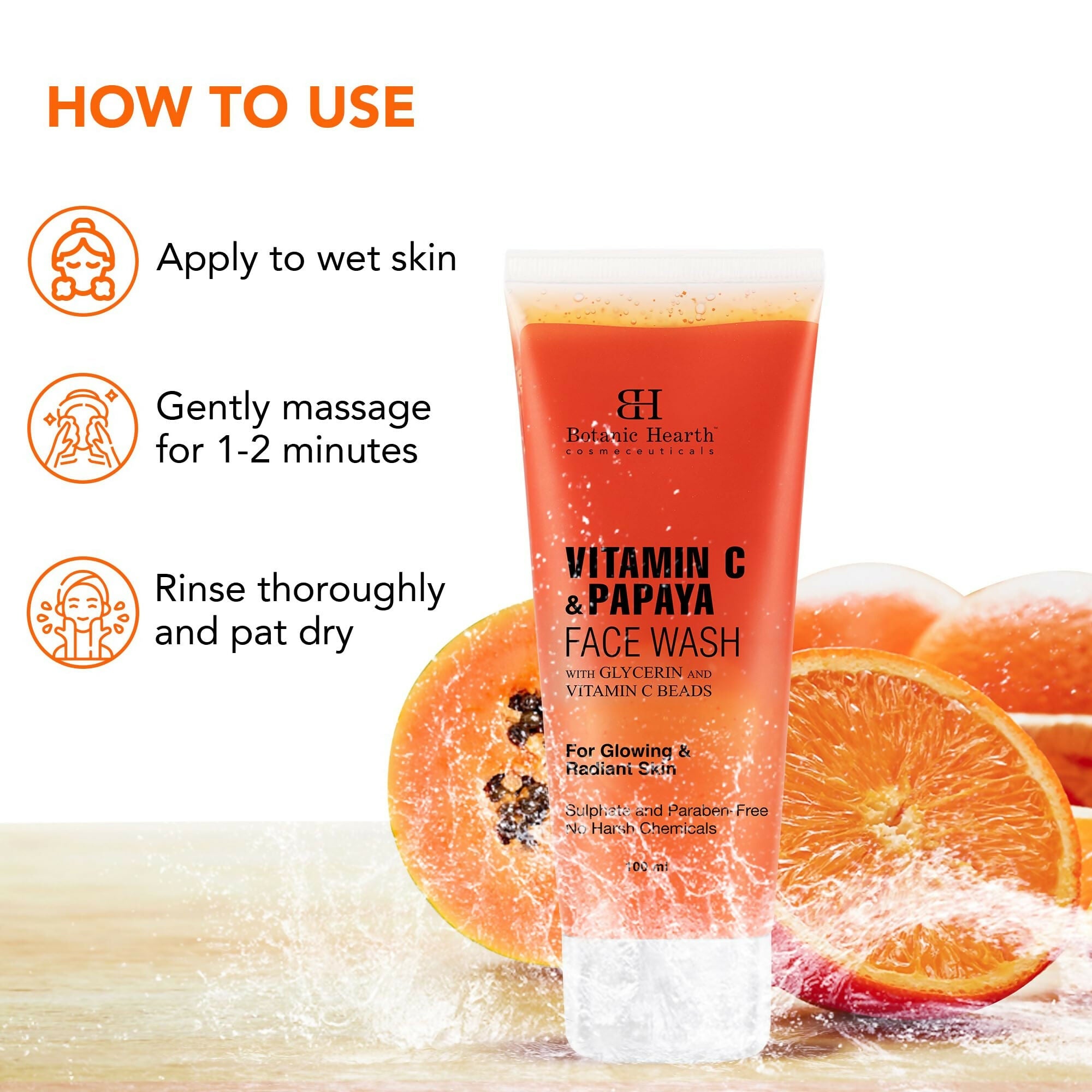 Botanic Hearth Vitamin C & Papaya Cleanser Face Wash For Glowing & Radiant Skin | Grocsy