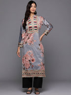 Ahalyaa Women's Traditional wear Kurta - Grey | Grocsy