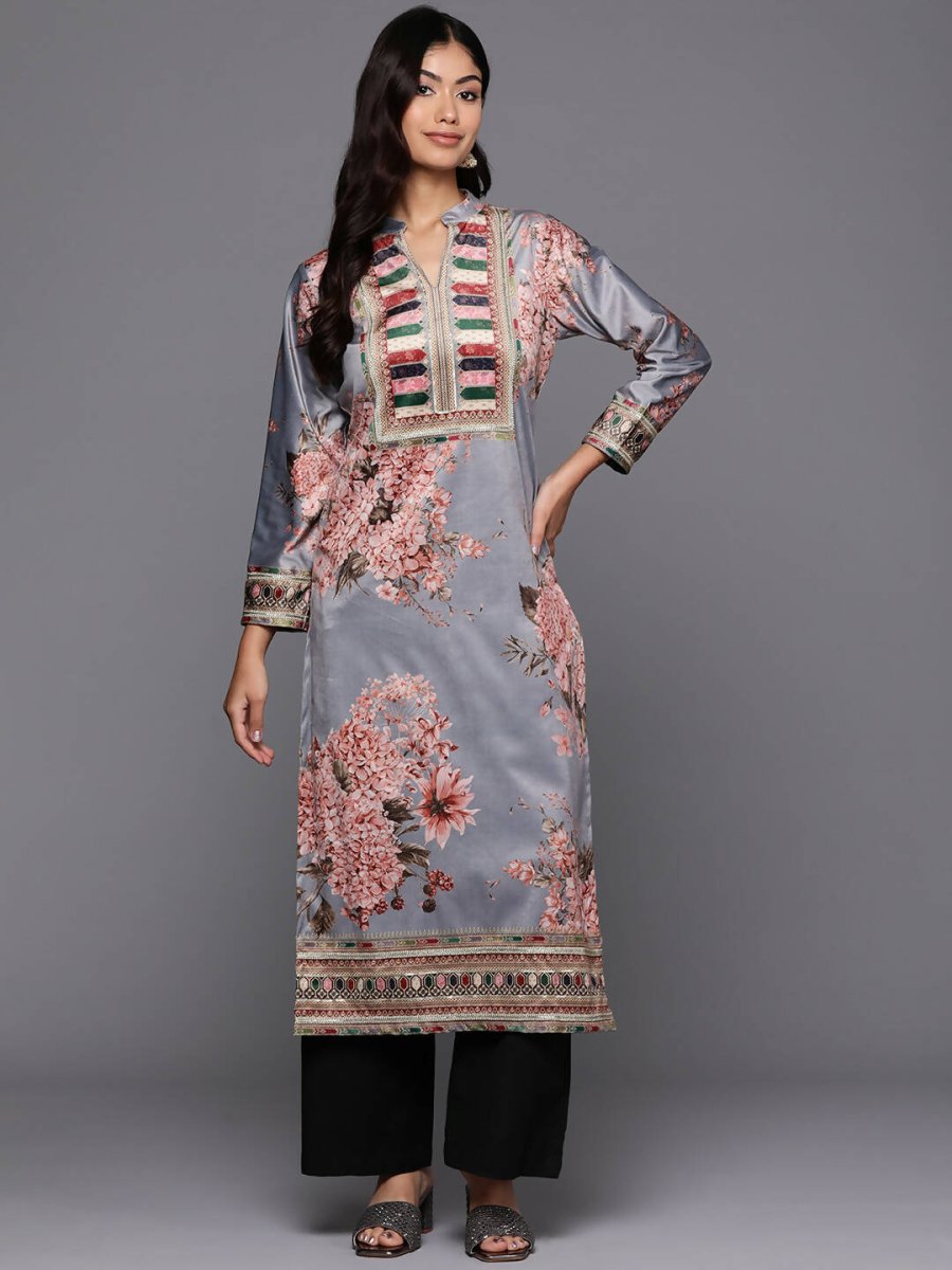 Ahalyaa Women's Traditional wear Kurta - Grey | Grocsy