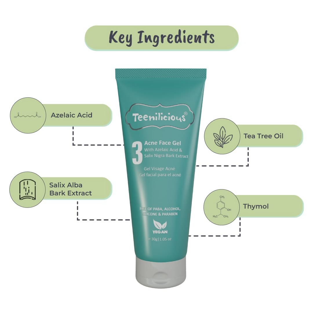Teenilicious Anti-Acne Gel With 3% Azelaic Acid, Tea Tree Oil | Grocsy