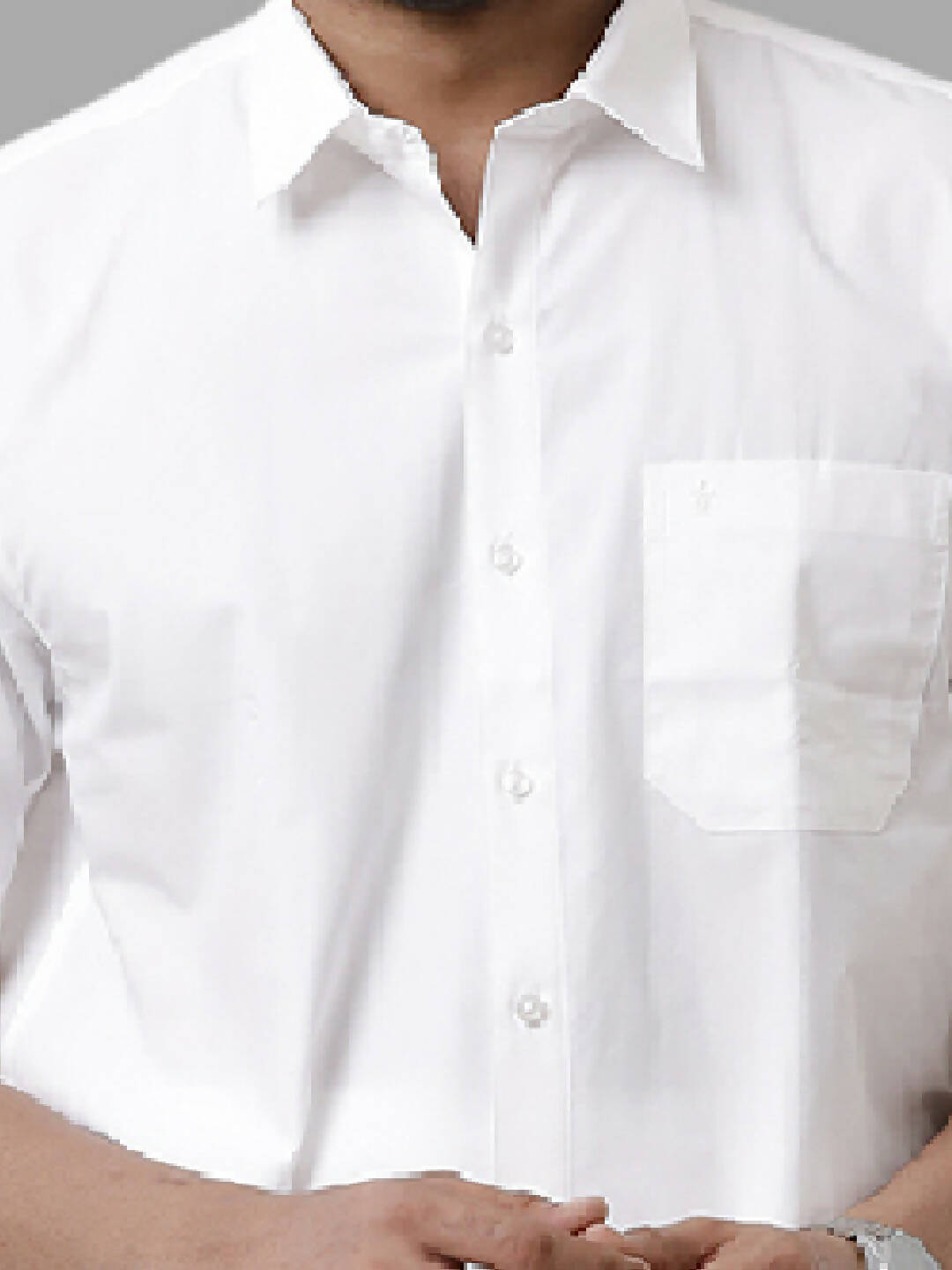 Ramraj Cotton Mens Half Sleeve White Shirt Plus Size - Samrat Cotton | Grocsy