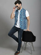 Even Apparels Nehru Jacket With Welt Pockets - Blue | Grocsy
