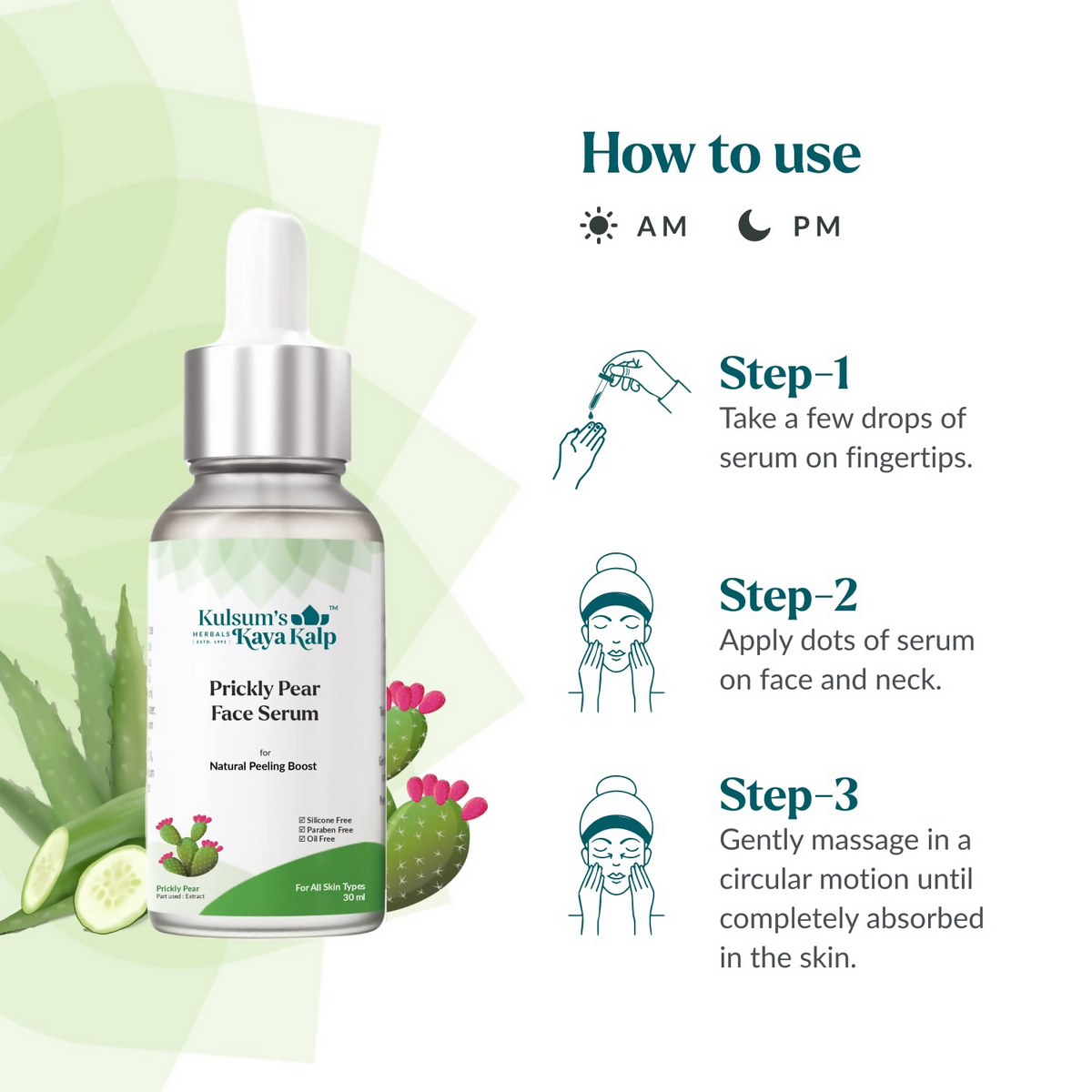 Kulsum's Kaya Kalp Prickly Pear Face Serum For Natural Peeling Boost | Grocsy