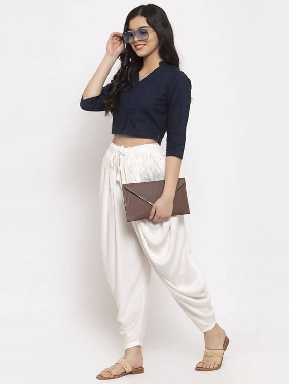 Cheera Women’s White Dhoti Pant CH07D | Grocsy
