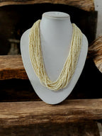 Inhanns Handmade Beaded Multilayer Necklace, 20 Layers - Cream | Grocsy