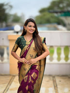 PR Fashion Wine Soft Banarasi Silk With Zari Weaving Meenakari Design Saree | Grocsy