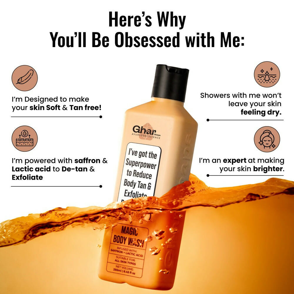Ghar Soaps Magic De-Tan Body Wash For Tan Removal | Grocsy