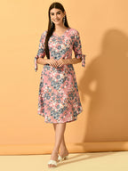 Myshka Women's Pink A-Line Party Dress | Grocsy