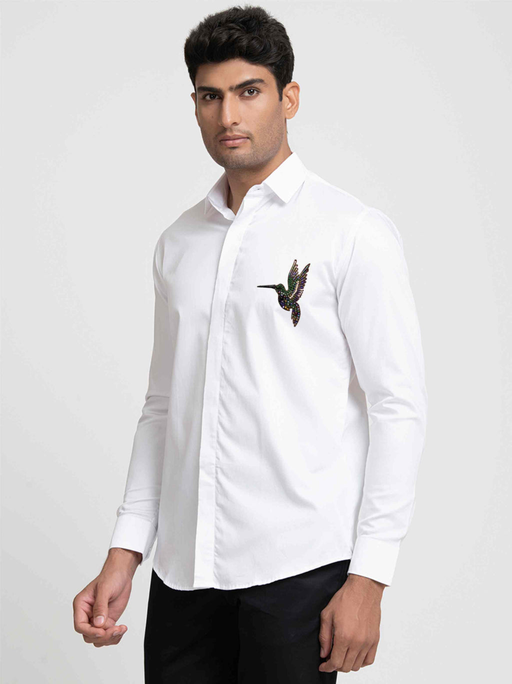 Bird Embroidered Shirt by Hilo Design | Grocsy